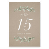 クラフトシンプル書道の素朴な緑結婚園 テーブルナンバー (正面)