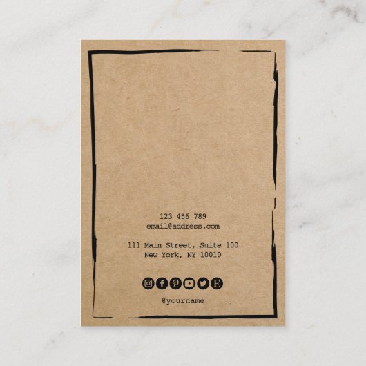 クラフトシンプル紙イヤリングフレームの表示ロゴの追加 名刺 (裏面)