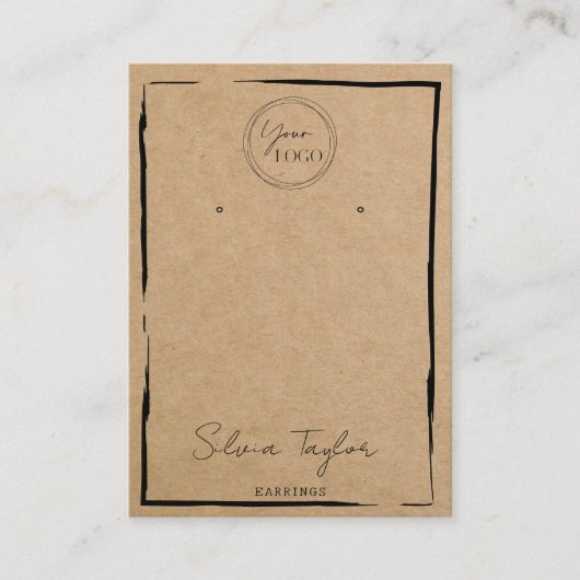 クラフトシンプル紙イヤリングフレームの表示ロゴの追加 名刺 (正面)