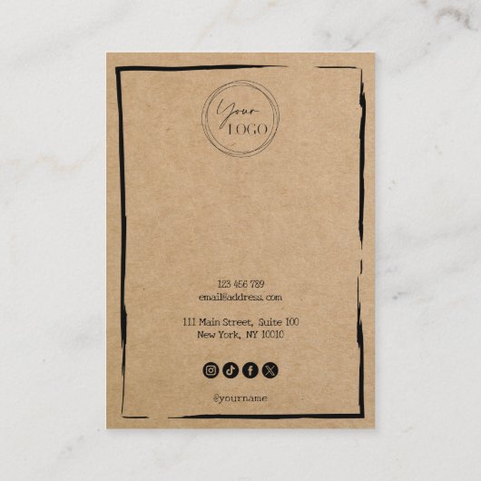 クラフトシンプル紙イヤリングフレームの表示ロゴの追加 名刺 (裏面)