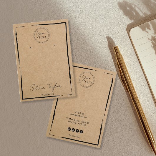 クラフトシンプル紙イヤリングフレームの表示ロゴの追加 名刺