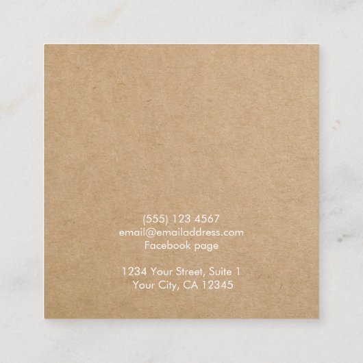 クラフトシンプル紙ネックレスブレスレットディスプレイカード スクエア名刺 (裏面)