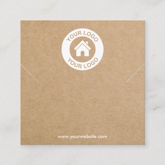 クラフトシンプル紙ネックレスブレスレットディスプレイカード スクエア名刺 (正面)