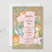 クラフトジャングルビッグワンガールズ誕生日招待状 招待状 (正面)