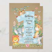 クラフトジャングルビッグワンボーイズ誕生日招待状 招待状 (正面/裏面)