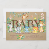 クラフトジャングル男女兼用ベビーシャワー招待状 招待状 (正面)