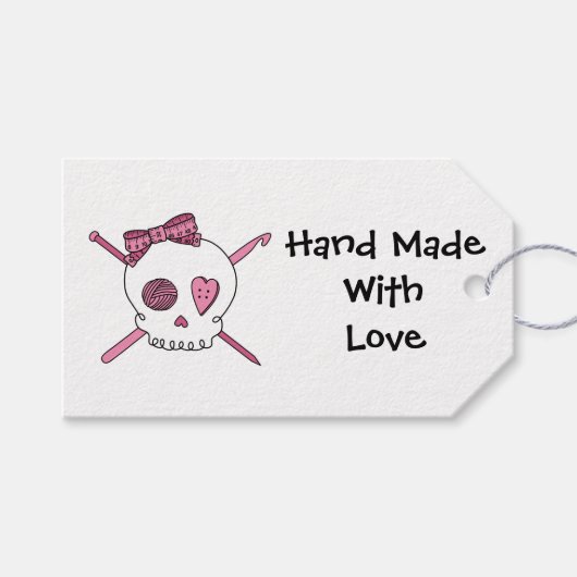 クラフトスカル-編み物&クロシェ(ヘアボウ) ギフトタグ (正面(横))