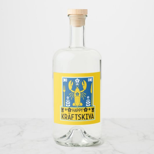クラフトスキヴァ – スウェーデンクレイフィッシュパーティー リキュールボトルラベル (正面)
