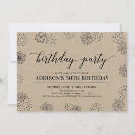 クラフトスタイリッシュ50モダンth大人の誕生日パーティー 招待状