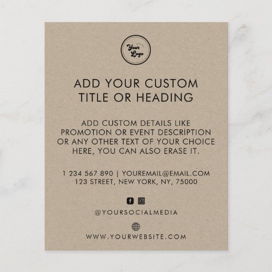 クラフトスタイルカスタムビジネスロゴ&ソーシャルメディア チラシ (正面)