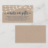 クラフトストリングライト、ネイビーブルー、ギフトに関するメモ エンクロージャーカード (正面/裏面)