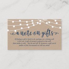 クラフトストリングライト、ネイビーブルー、ギフトに関するメモ エンクロージャーカード