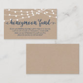 クラフトストリングライト、ネイビーブルー、ハネムーン基金 エンクロージャーカード (正面/裏面)