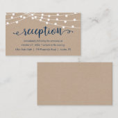 クラフトストリングライト、ネービーブルー、結婚披露宴 エンクロージャーカード (正面/裏面)