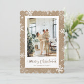 クラフトスノーフレーク写真メリークリスマスカード シーズンカード (スタンド正面)