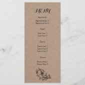 クラフトダンボールヴィンテージ結婚フローラのメニューカード メニュー (裏面)