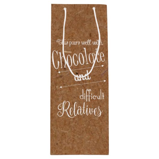 クラフトチョコレートおよびワイン・ボトルのパーティーのギフトバッグ ワインギフトバッグ (正面)