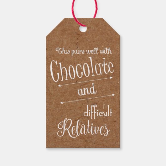 クラフトチョコレートとワインのパーティーボトルの好意 ギフトタグ (正面)