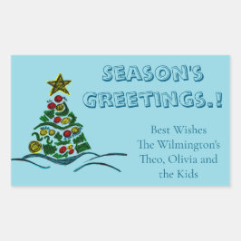 クラフトツリークリスマス長方形ギフトラベル 長方形シール