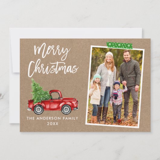 クラフトテープブラシスクリプトトラッククラフトクリスマス シーズンカード (正面)