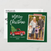 クラフトテープブラシスクリプトトラッククリスマスグリーン ポストカード (正面/裏面)