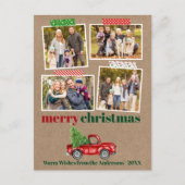 クラフトテープレッドトラッククリスマスクラフト写真 ポストカード (正面)