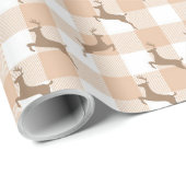 クラフトトナカイがクリスマスをチェック ラッピングペーパー (ロールコーナー)