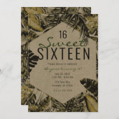 クラフトトロピカルパーム葉ズサマーアイランドスウィート16 招待状 (正面/裏面)