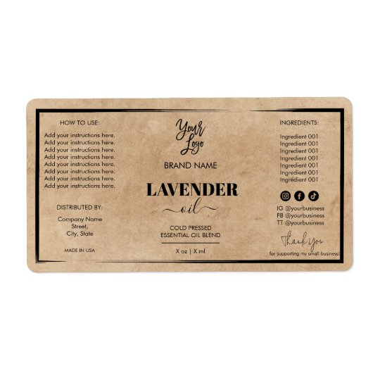 クラフトドロッパーボトル製品ラベルロゴ ラベル (正面)