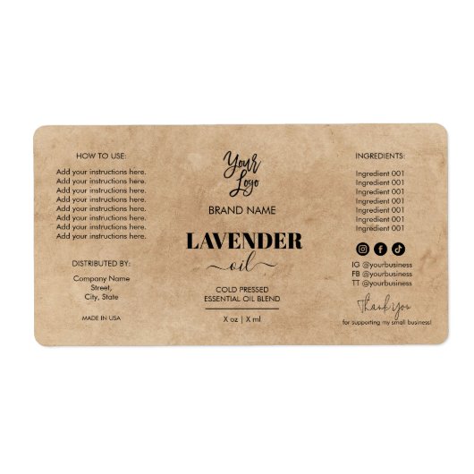 クラフトドロッパーボトル製品ラベルロゴ ラベル (正面)