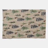 クラフトナチュラルウィンターウッドランドスノーウィーススプルース&スタン キッチンタオル (横)