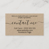 クラフトナチュラルオーガニックスパスキンケア石鹸 名刺 (裏面)