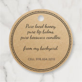 クラフトハニージャールネックラベルとリアルなミツバチ フェイバータグ (裏面)
