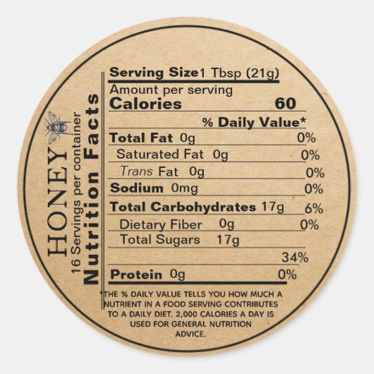 クラフトハニージャールミニ栄養蓋ラベルビー ラウンドシール (正面)