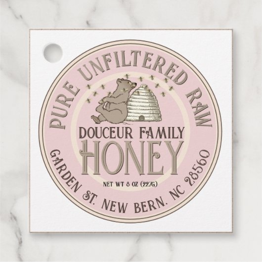 クラフトハニーベアジャールラベルスケップリトルベアーミツバチ フェイバータグ (正面)