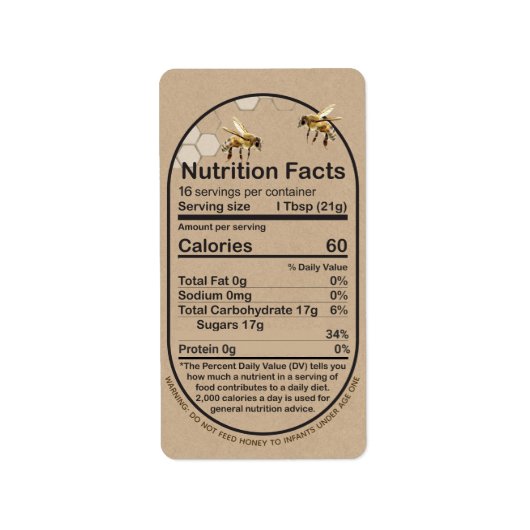 クラフトハニー栄養ファクトビーコーム乳児警告ズ ラベル (正面)