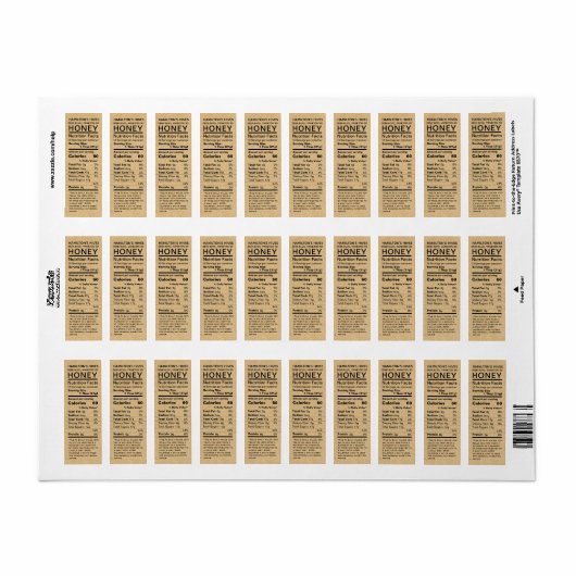 クラフトハニー栄養ファクト差出人住所ラベル ラベル (フルシート)