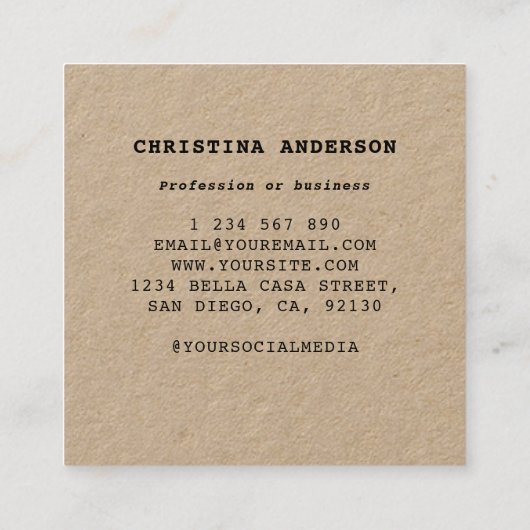 クラフトハミングバードリース スクエア名刺 (裏面)