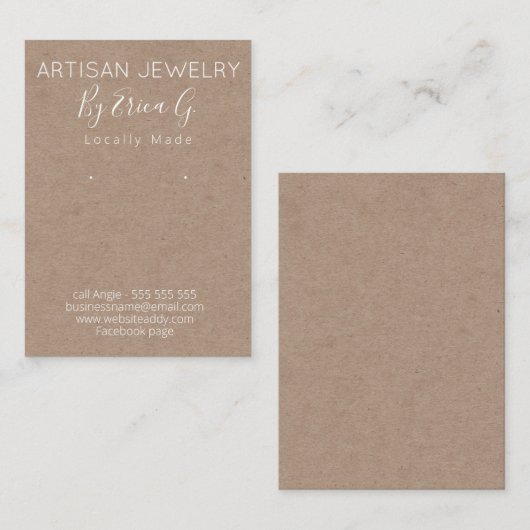 クラフトハンドメイドイヤリングジュエリー表示カード 名刺 (正面/裏面)