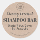 クラフトハンドメイドオーガニックココナッツシャンプーバーロゴ ラウンドシール (正面)