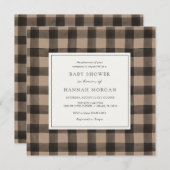 クラフトバッファロープレイドベビーシャワー招待状 招待状 (正面/裏面)