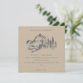 クラフトパインウッズマウンテンスケッチ結婚式の招待 サンキューカード (スタンド正面)