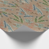 クラフトパイン素朴ブルースプルースコーン&イレックスベリー ラッピングペーパー (角)