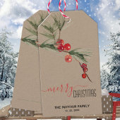 クラフトパイン素朴レッドベリーメリークリスマス ギフトタグ