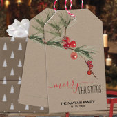 クラフトパイン素朴レッドベリーメリークリスマス ギフトタグ