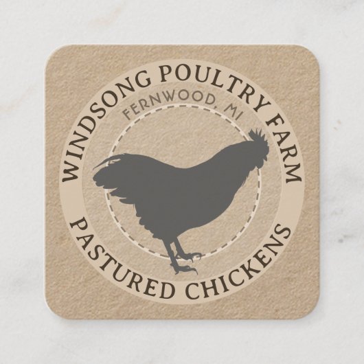 クラフトパスタッドヘンNo抗生物質の養鶏場 スクエア名刺 (正面)