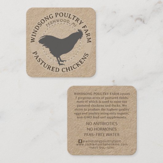 クラフトパスタッドヘンNo抗生物質の養鶏場 スクエア名刺 (正面/裏面)