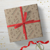 クラフトパーソナライズされたスタイルのクリスマスドードルブラウン ラッピングペーパー