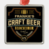 クラフトパーソナライズされたビールラベル醸造会社バー メタルオーナメント (正面)