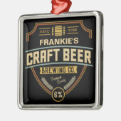 クラフトパーソナライズされたビールラベル醸造会社バー メタルオーナメント (左)